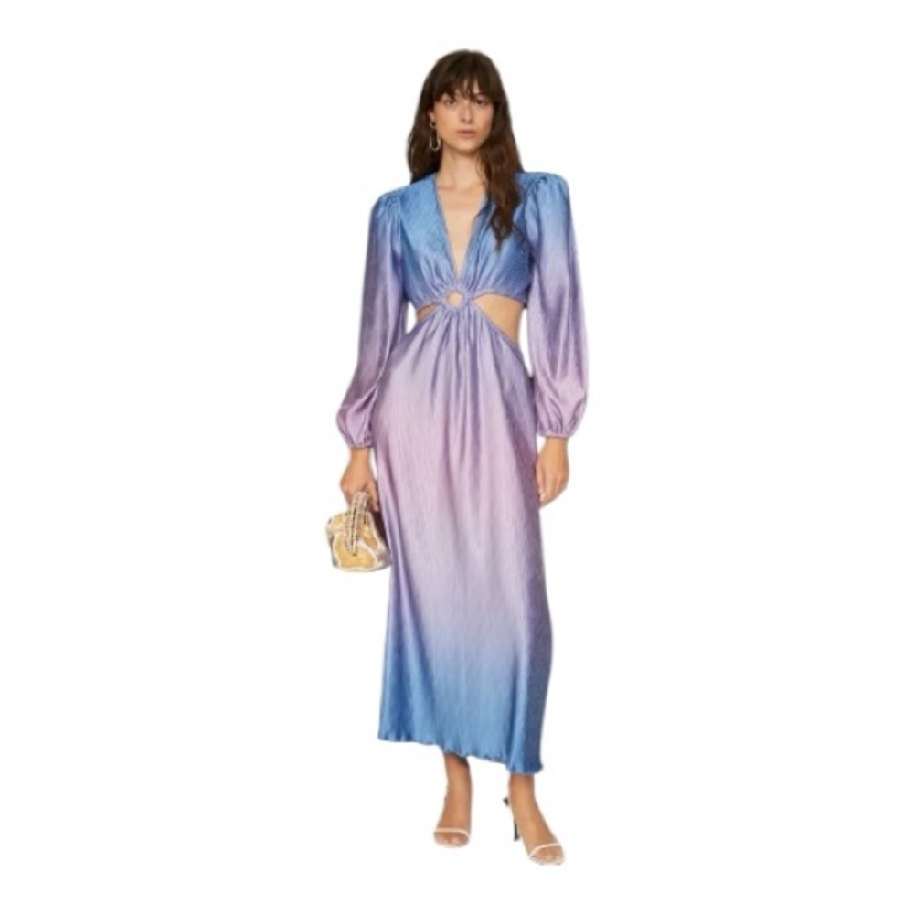 Jonathan Simkhai Jaelynn Midi Dress Keyhole Cutout Purple Blue Ombr Size Small